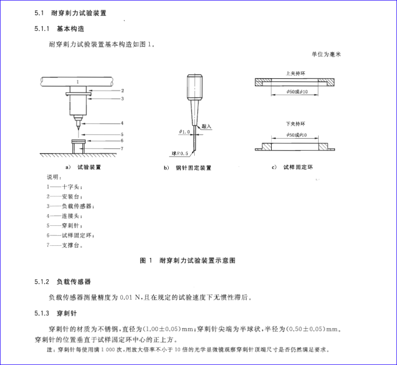 GBT37841标准对薄膜耐穿刺试验装置与仪器的要求